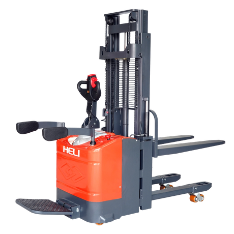 Everlift 1.5T 3-3.5M Stand-On Truck Double Lift Electric Stacker Self Load Lifting Pallet Stacker Forklift 