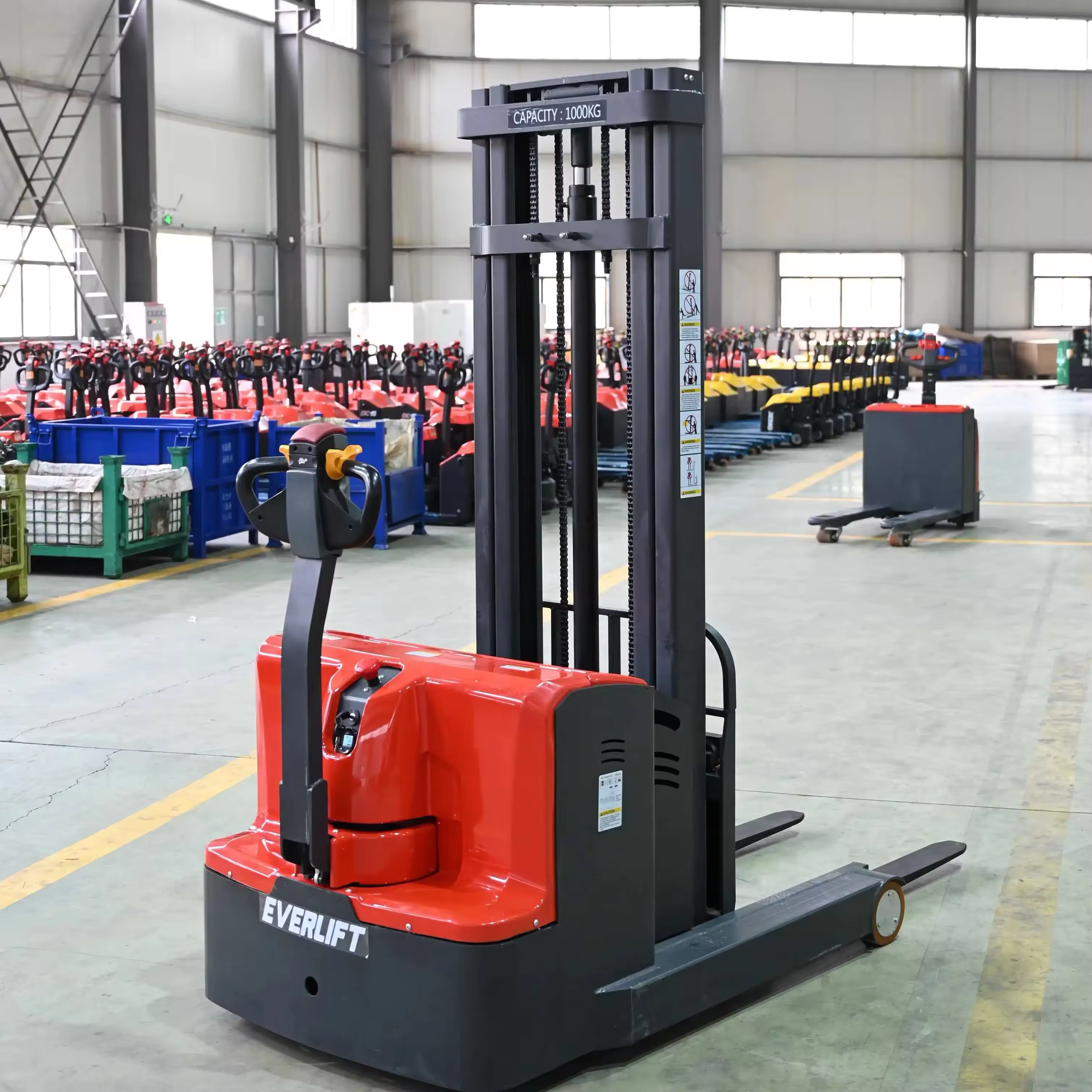 Everlift Hot Sell Pallet Stacker Portable Forklift Pallet Stacker Reach Truck Forklift Price 1000kg 1 Ton Stacker stepless lifting